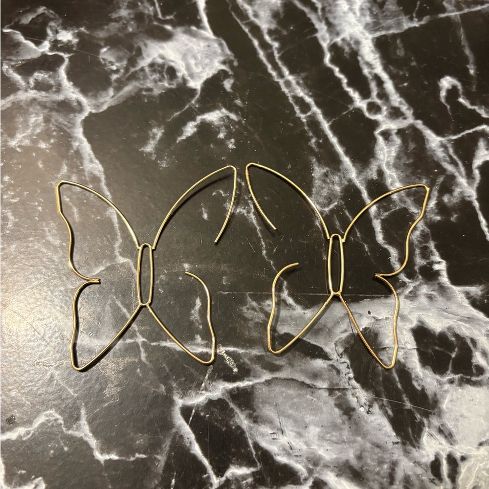 Gold Butterfly Hoop Earrings
